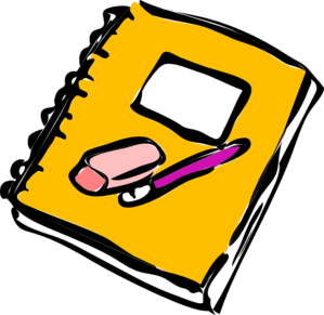 A notebook, pencil, and eraser